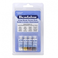 Beadalon knijpkraal pack (1.3mm) Zilver, goud, koper, hematite