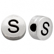 Metallook letterkralen letter S Antiek zilver