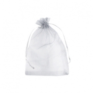 Sieraad zakje organza 7x9cm Silver grey