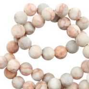 Natuursteen kralen calciet en marmer 8mm mat Multicolour rose-grey