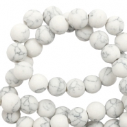 8 mm natuursteen kralen mat met marble look White