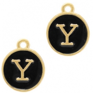 Basic Quality metalen bedels letter Y Goud(iets meer rosé)-zwart