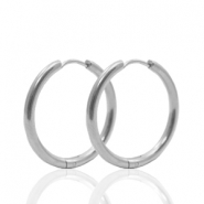 Roestvrij stalen (RVS) Stainless steel oorbellen creolen 25mm Zilver