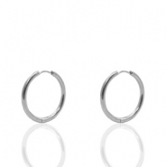 Roestvrij stalen (RVS) Stainless steel oorbellen creolen 14mm Zilver