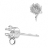 925 Zilver onderdelen oorstekers met setting voor Swarovski PP32 (4mm) met oog Zilver