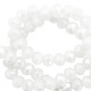 Top Facet kralen 6x4 mm disc White-pearl shine coating