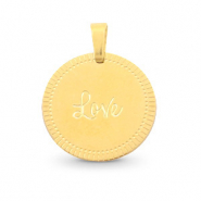 Roestvrij stalen (RVS) Stainless steel bedels 15mm "love" Mix & Match Goud