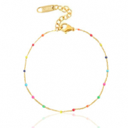 Roestvrij stalen (RVS) Stainless steel armbanden rainbow Goud