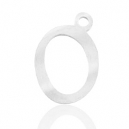 Roestvrij stalen (RVS) Stainless steel bedels initial O Zilver