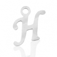 Roestvrij stalen (RVS) Stainless steel bedels initial H Zilver