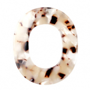Resin hangers ovaal 48x40mm Mixed beige brown
