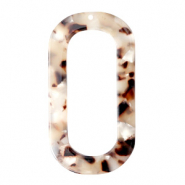 Resin hangers langwerpig ovaal 56x30mm Mixed beige brown
