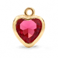 Hangers van crystal glas hart Indian pink-gold