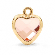 Hangers van crystal glas hart Vintage pink-gold