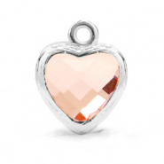 Hangers van crystal glas hart Vintage pink-silver