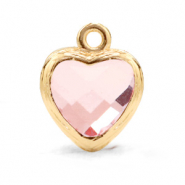 Hangers van crystal glas hart Light pink-gold