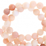 Natuursteen kralen kwarts (chalcedoon) 6mm mat Multicolour beige rose