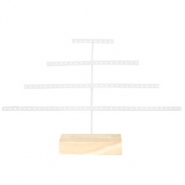 Sieraad display pyramide met houten voet White-natural