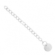 Roestvrij stalen (RVS) Stainless steel onderdelen verlengketting coin 8mm Zilver