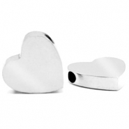 Roestvrij stalen (RVS) Stainless steel kralen hart Zilver
