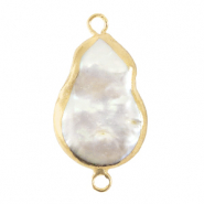 BQ Zoetwaterparels tussenstuk asymmetric drop Gold-Natural white