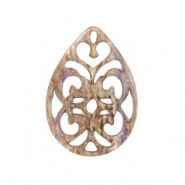 Resin hangers druppel barok 38x27mm Sugar almond taupe
