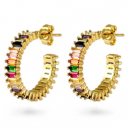 Zirkonia rainbow creolen Gold