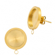 Polaris Steel (RVS) oorbellen met setting voor 12mm cabochon (met oogje) Goud