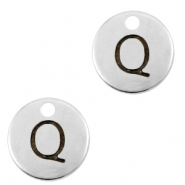 Bedels DQ metaal initial Q Antiek zilver (nikkelvrij)