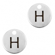 Bedels DQ metaal initial H Antiek zilver (nikkelvrij)