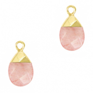 Natuursteen hangers Blossom pink-gold