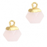 Natuursteen hangers hexagon Icy pink-gold