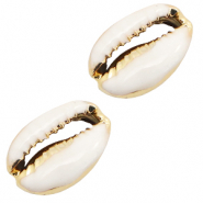 Schelp kralen specials Kauri Half white-gold