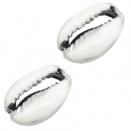 Schelp kralen specials Kauri Half white-silver
