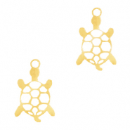 Roestvrij stalen (RVS) Stainless steel bedels schildpad Goud