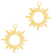Roestvrij stalen (RVS) Stainless steel bedels zon Goud