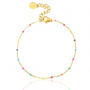 Roestvrij stalen (RVS) Stainless steel armbanden rainbow Goud