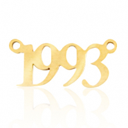 Roestvrij stalen (RVS) Stainless steel bedels/tussenstuk jaartal 1993 Goud