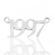 Roestvrij stalen (RVS) Stainless steel bedels/tussenstuk jaartal 1997 Zilver