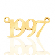 Roestvrij stalen (RVS) Stainless steel bedels/tussenstuk jaartal 1997 Goud