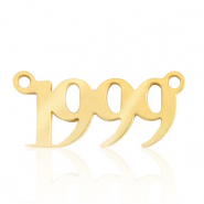 Roestvrij stalen (RVS) Stainless steel bedels / tussenstuk jaartal 1999 Goud