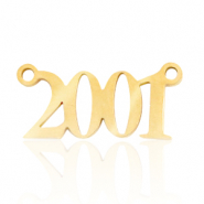 Roestvrij stalen (RVS) Stainless steel bedels / tussenstuk jaartal 2001 Goud