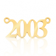 Roestvrij stalen (RVS) Stainless steel bedels /tussenstuk jaartal 2003 Goud