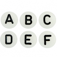 Letterkralen van acryl glow-in-the-dark mix Off white-black