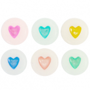 Letterkralen van acryl hartjes glow-in-the-dark Off white-multicolour
