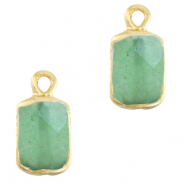 Natuursteen hangers rechthoek Ocean green-gold