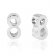 Roestvrij stalen (RVS) Stainless steel kralen cijfer 8 Zilver