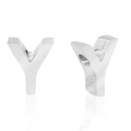 Roestvrij stalen (RVS) Stainless steel kralen letter Y Zilver