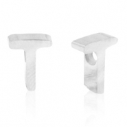 Roestvrij stalen (RVS) Stainless steel kralen letter T Zilver