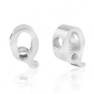 Roestvrij stalen (RVS) Stainless steel kralen letter Q Zilver